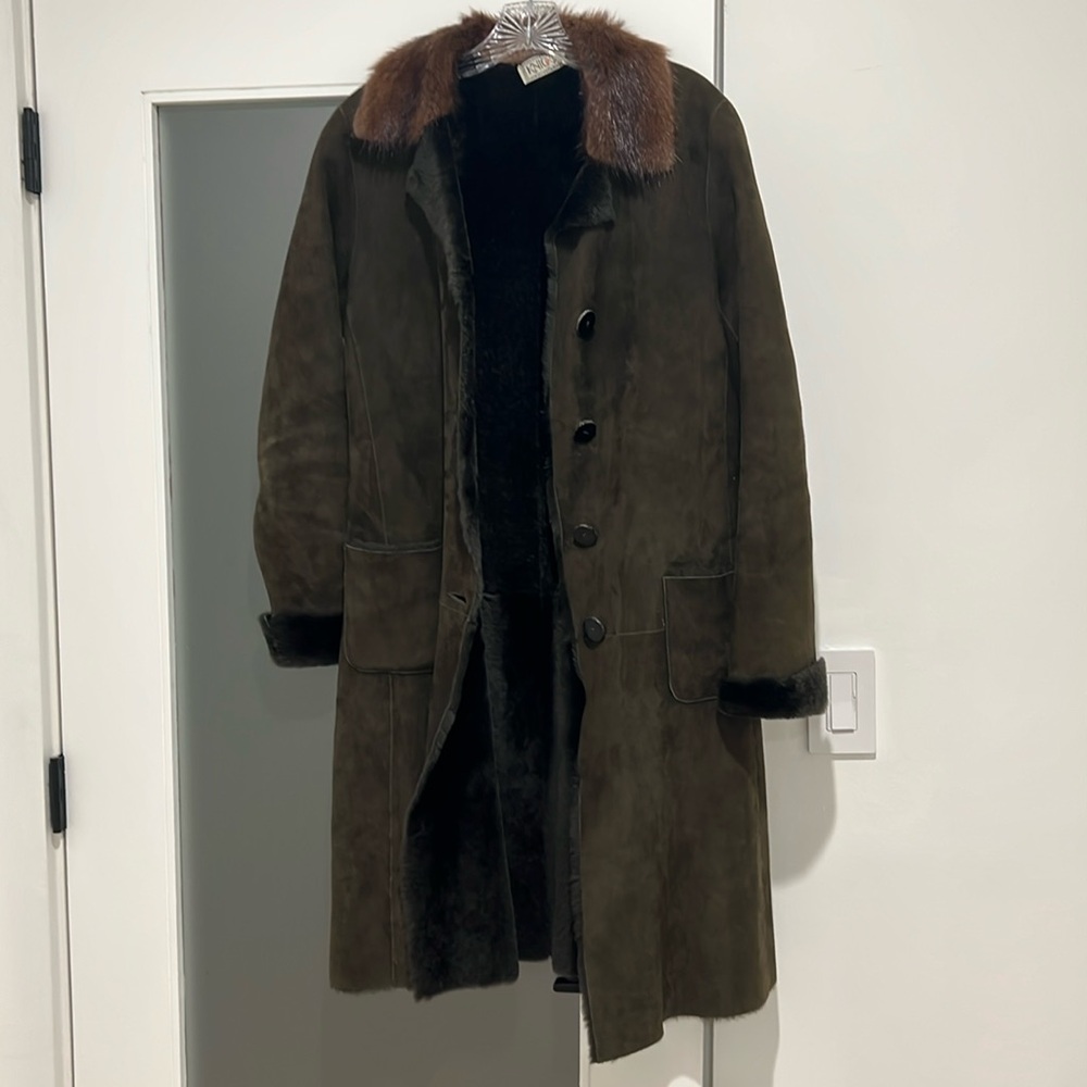 Green and Brown Fur Coat